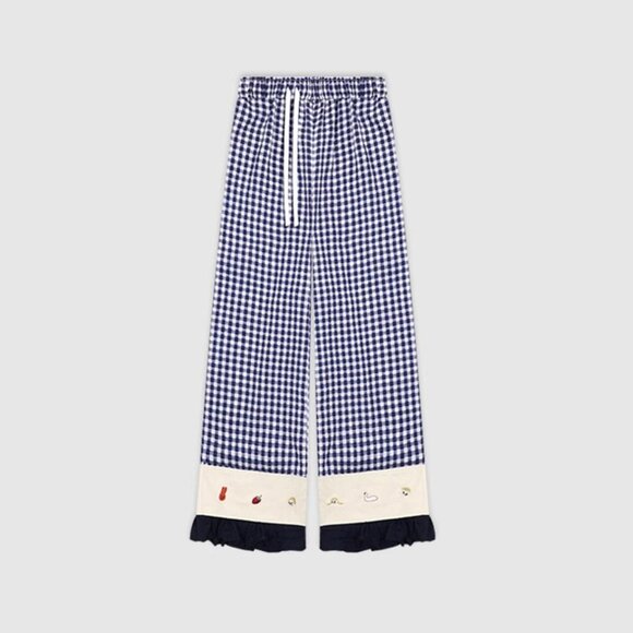 B.Sure Ruffled Plaid Casual Pants - Picture 1 of 4